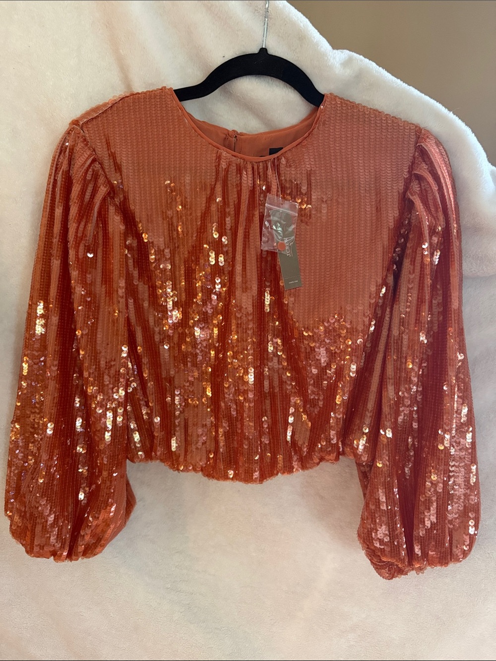 J. Crew Sequined Orange Crop Top - New with Tags